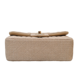 Chanel Mini Rectangle Raffia Dark Beige GHW