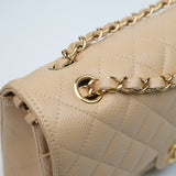 Chanel Double Flap Medium Beige Claire GHW - (MICROCHIP)