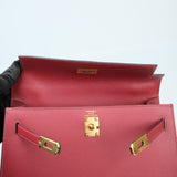 Hermes Kelly 25 Rouge Grenat Sellier GHW - U