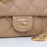 Chanel Mini Flap Quilted Heart Charm Dark Beige GHW