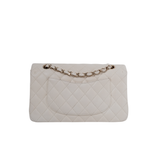 Chanel Double Flap Medium Caviar White GHW - s27