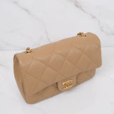 Chanel Mini Flap Quilted Heart Charm Dark Beige GHW