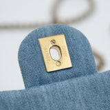 Chanel Mini Square Denim Blue Pearl Crush - (MICROCHIP)