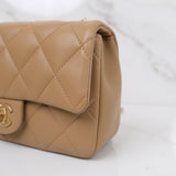 Chanel Mini Flap Quilted Heart Charm Dark Beige GHW