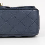 Chanel Mini Rec Top Handle Dark Navy - (MICROCHIP)