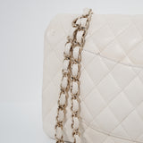 Chanel Double Flap Medium Caviar White GHW - s27