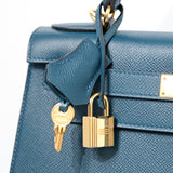 Hermes Kelly 28 Sellier Vert Bosphere GHW - T
